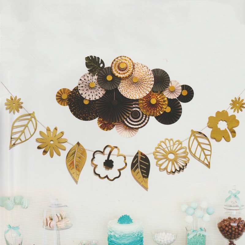 Dây Trang Trí Hoa Lá Ép Kim Vàng, Bạc Và Hồng Gold, Đỏ