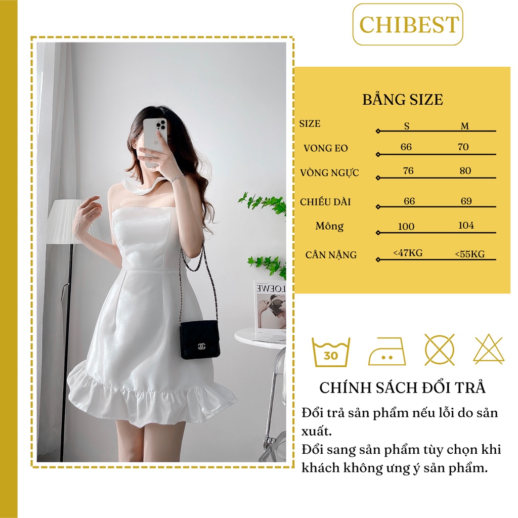 Đầm tapta cup ngực line bèo nơ lưng phong cách sang chảnh CHIBEST HDB817