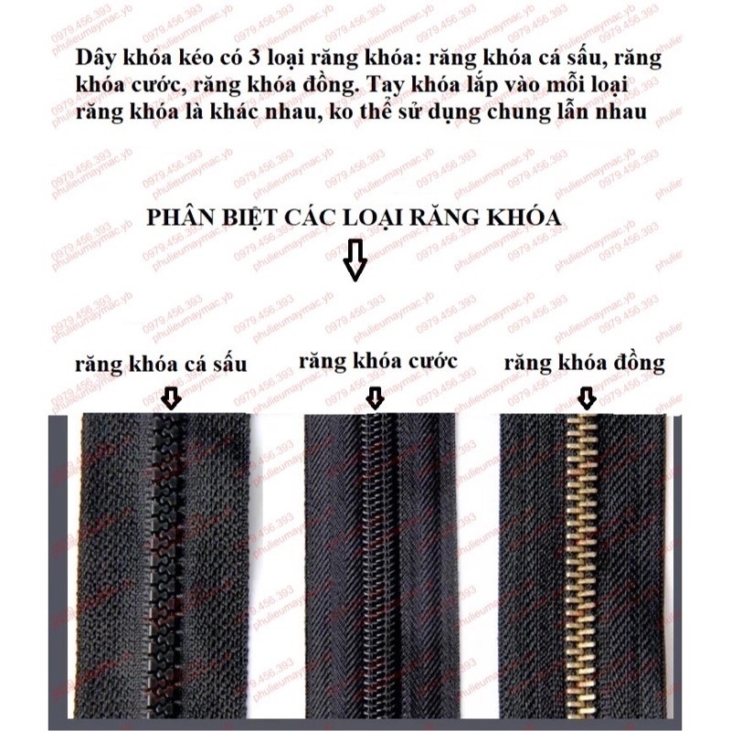 đầu dây kéo khoá (10 cái) các loại thay khoá áo