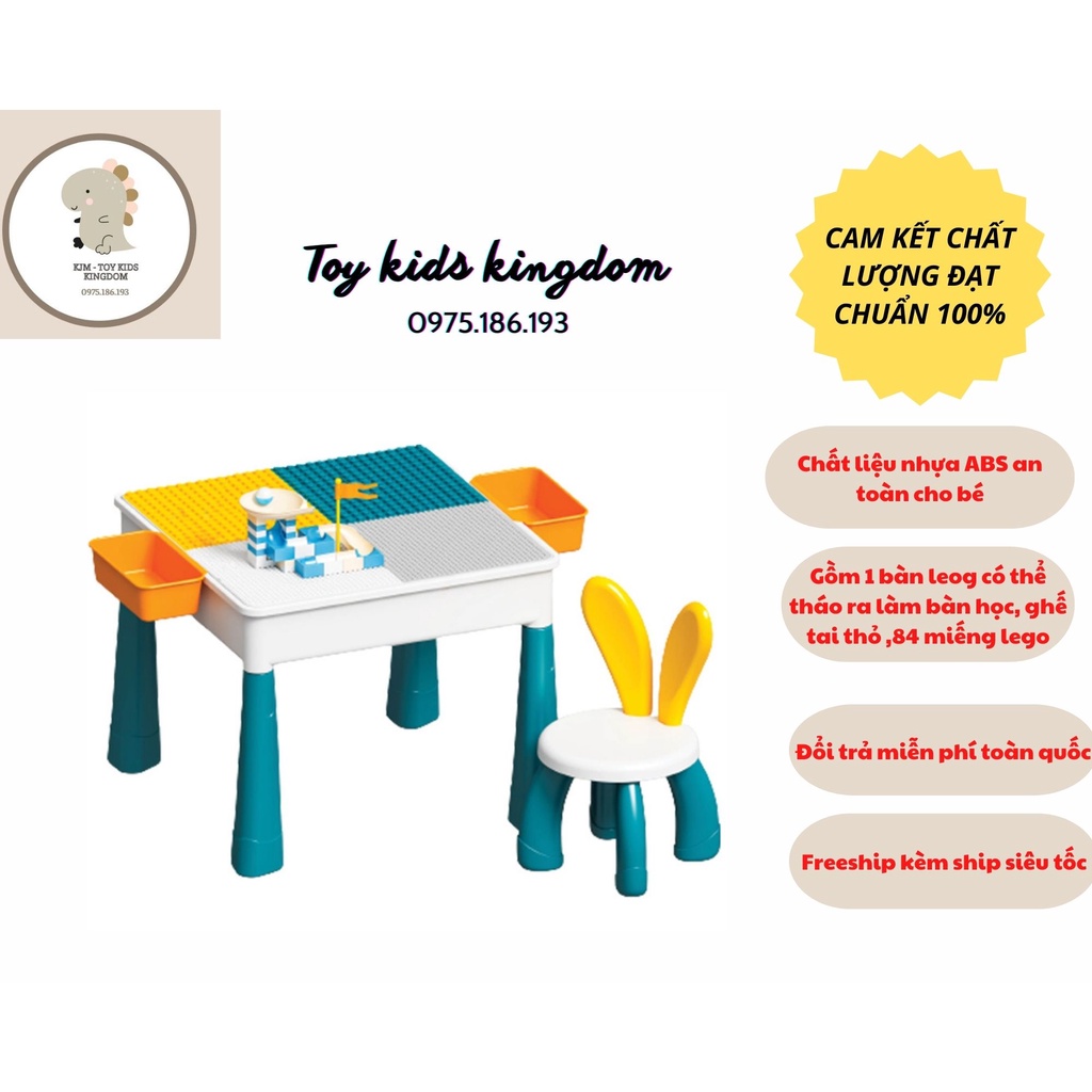 [Size lớn Tặng kèm 110CT lego] BỘ BÀN GHẾ LEGO ĐA NĂNG CÓ THỂ THÁO RỜI LÀM BÀN HỌC - Tặng ghế tai thỏ