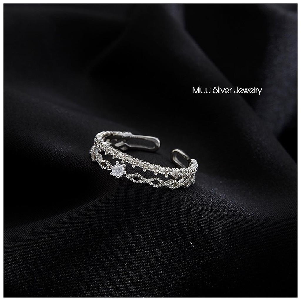 Nhẫn bạc nữ Miuu Silver đính đá layer Clara Ring