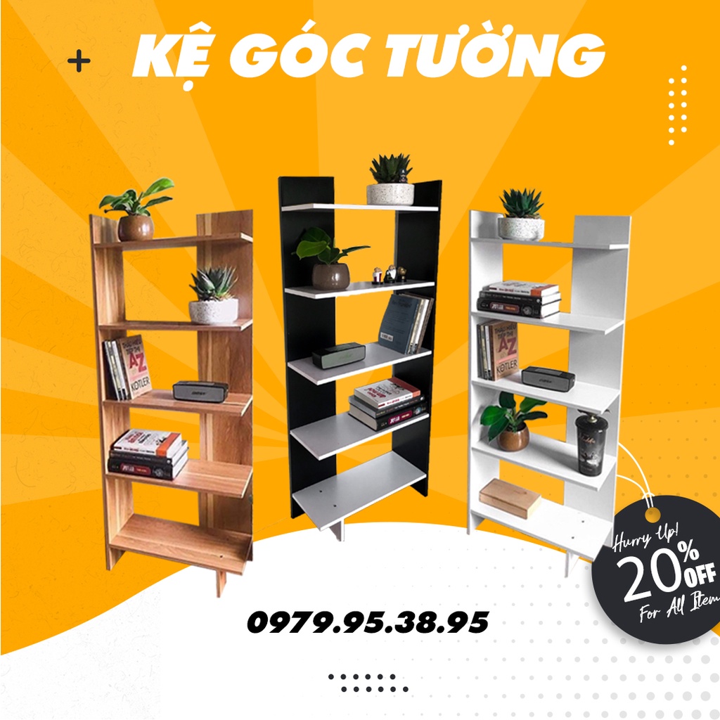 Kệ góc tường xinh xắn, phong cách và màu sắc hiện đại, chất gỗ MDF lõi đặc tốt nhất 2022, dễ dàng lắp ráp