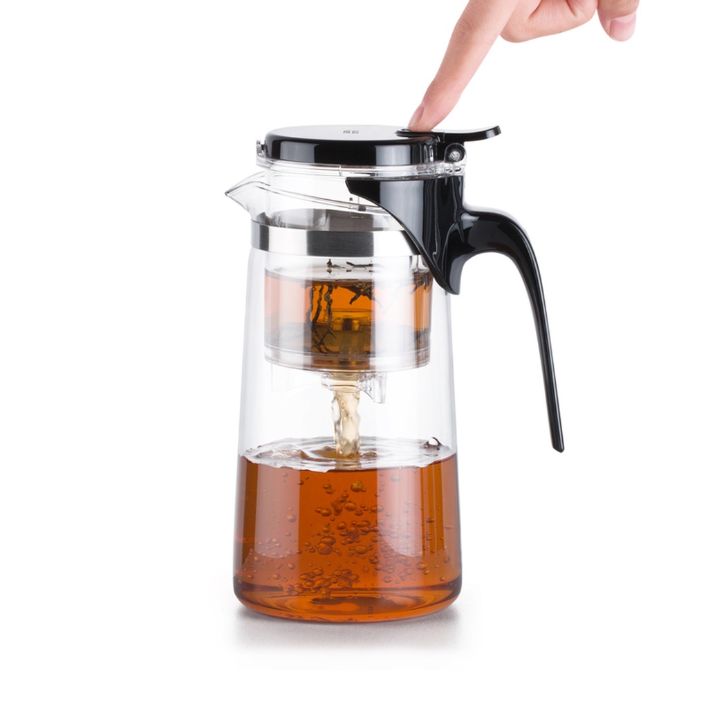Bình lọc trà thủy tinh chịu nhiệt lõi PC SAG10 750ml - Ấm trà thủy tinh lọc trà có van khóa Samahome Shop