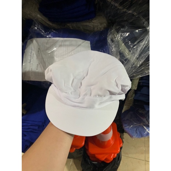 Mũ vải trắng bo chun lưới sau