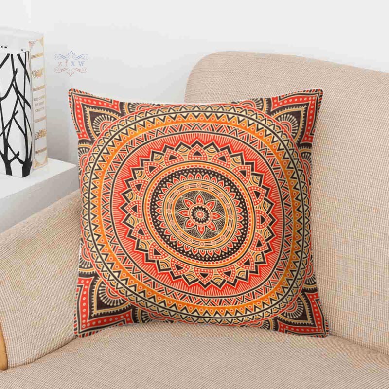 MANDALA VN Vỏ Gối Vuông 45x45cm Họa Tiết Hoa Văn Phong Cách Bohemian