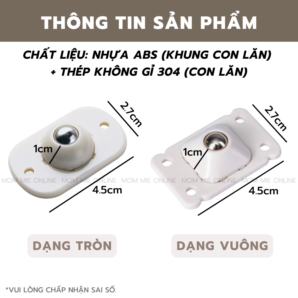 [MỚI] Vỉ 4 con lăn kèm miếng dán 2 mặt, dán thùng rác và các vật dụng, siêu bền, chịu lực tốt - J242
