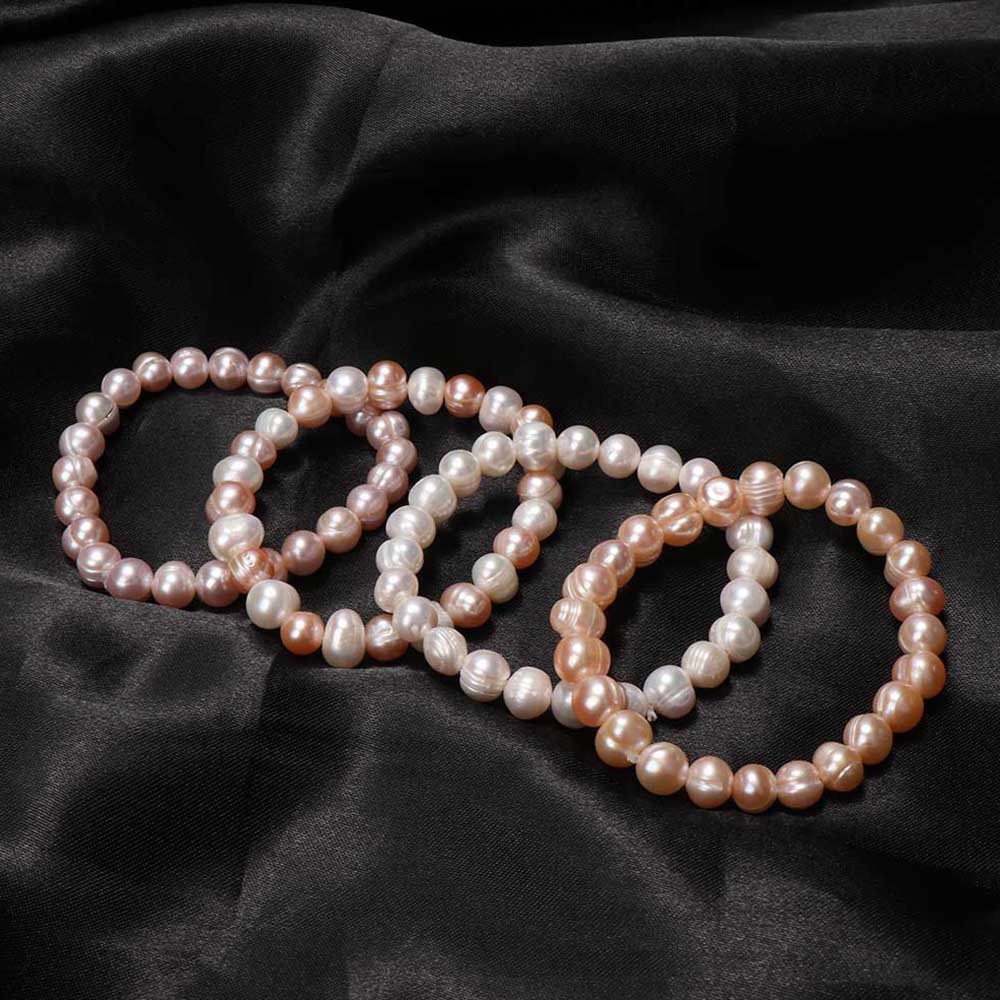 Vòng Tay Đính Ngọc Trai Tự Nhiên Nhiều Màu Sắc 8mm Thời Trang Thanh Lịch Dành Cho Nữ