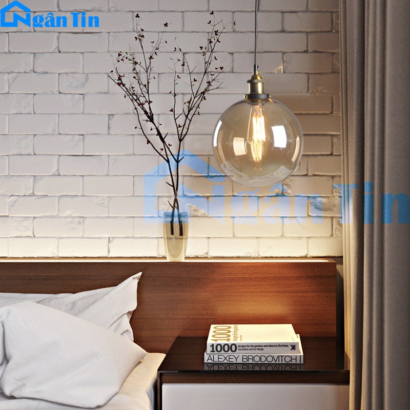 Đèn thả trần thủy tinh trang trí nhà quán cà phê THCN11-B Ngân Tin (Tặng kèm 1 bóng Led edison 4w ánh sáng vàng)