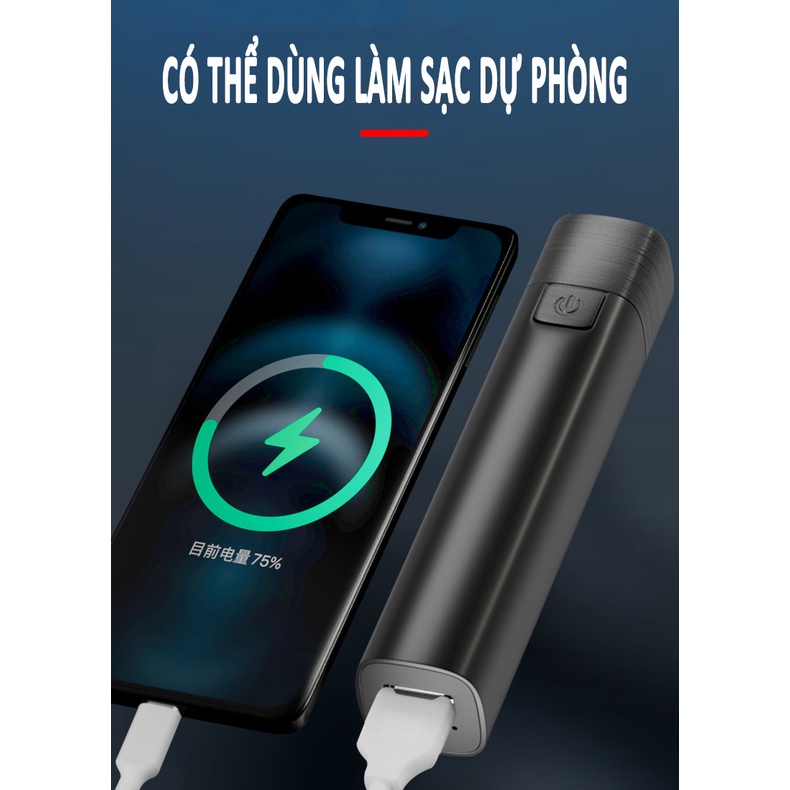 Đèn pin mini DP4 siêu sáng có thể sạc lại, tích hợp sạc dự phòng cự kỳ tiện ích [P4]