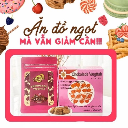 Kẹo giảm cân Socola Đan Mạch Chokolade Vaegttab hộp 20 viên giá dùng thử