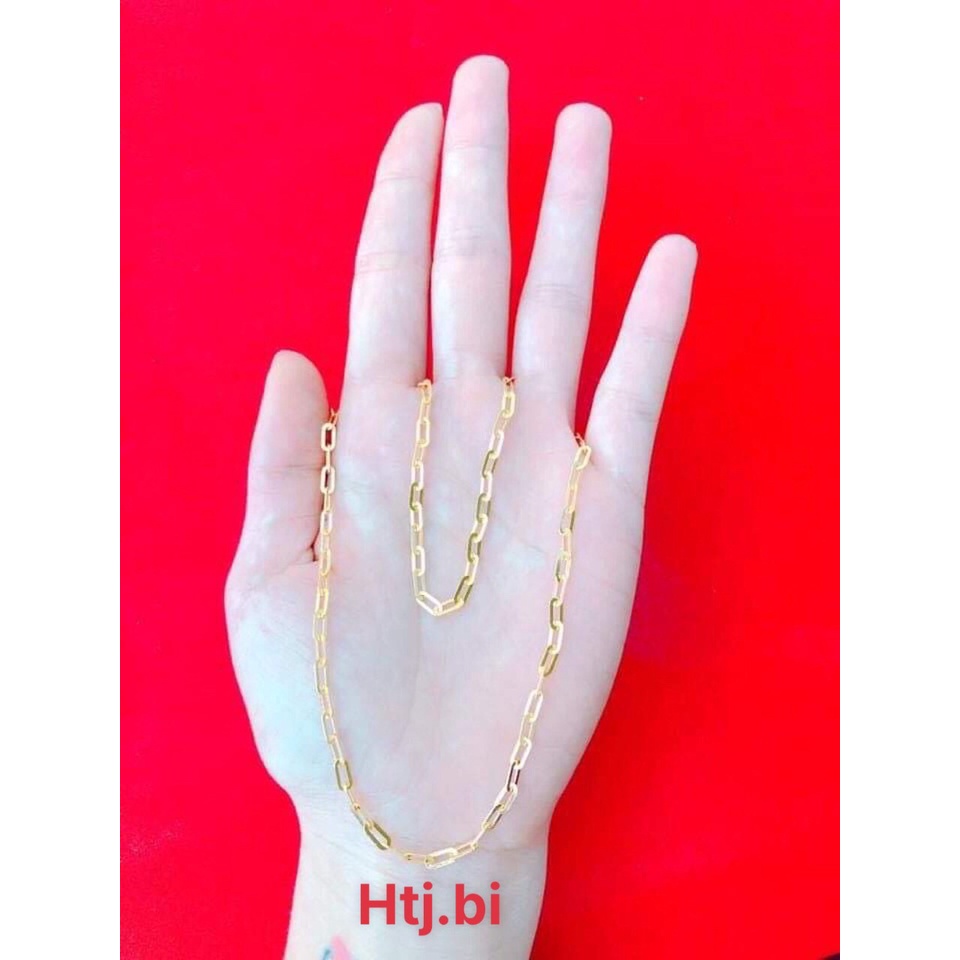 Dây chuyền xích khoen lật mạ vàng màu 18 bền màu nam nữ dêud đeo được htj