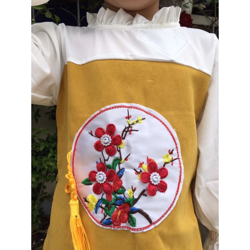 Set Áo dài cách tân hoa mai cho bé gái từ 8-22kg