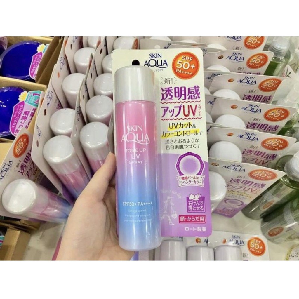 Xịt Chống Nắng Skin Aqua Tone Up UV Spay SPF 50+ PA+++ Nhật Bản