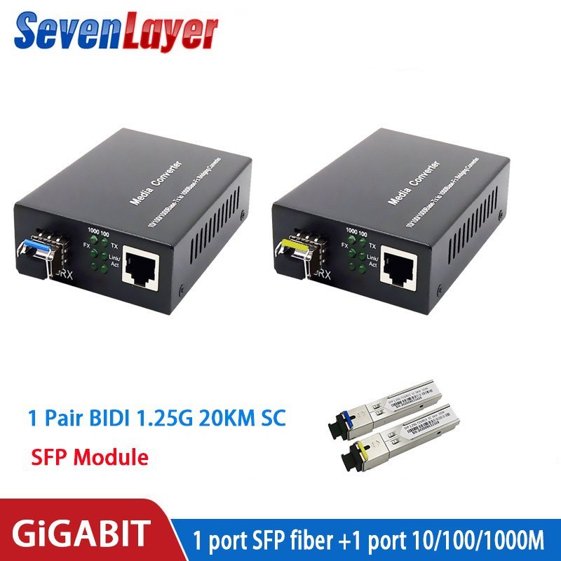 Gigabit Mô Đun Chuyển Đổi 5km 1000mbps ethernet rj45 Sang Sợi Quang 1 Cổng sc Chế Độ Đơn