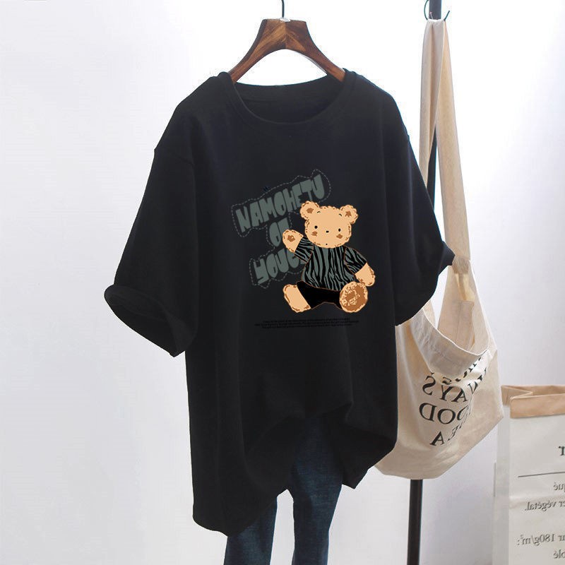 NRVP Áo Thun Tay Ngắn Dáng Rộng In Họa Tiết Thời Trang Mùa Hè Mới 2021 Cho Nữ