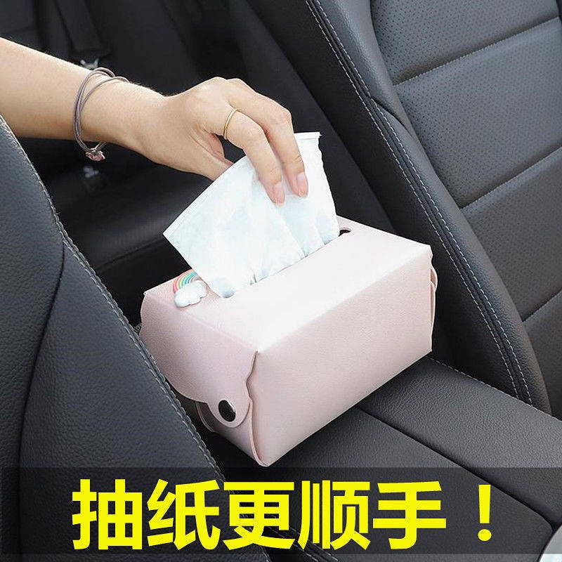 Ngăn chứa khăn giấy gắn sau ghế ngồi xe hơi chất liệu da chủ đề hoạt hình