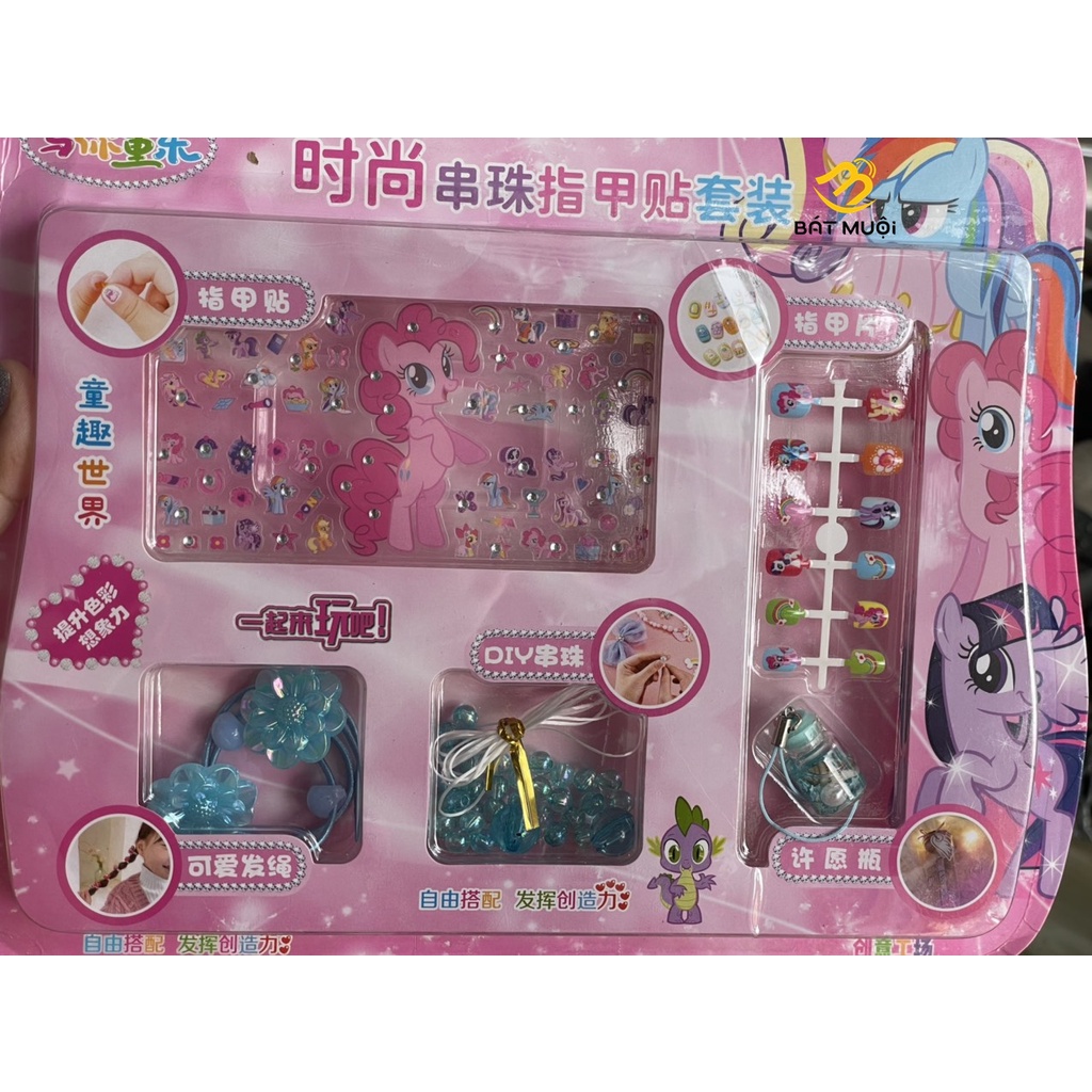 Bộ đồ chơi làm móng tay dán móng, sticker vòng tay, kẹp tóc cho bé
