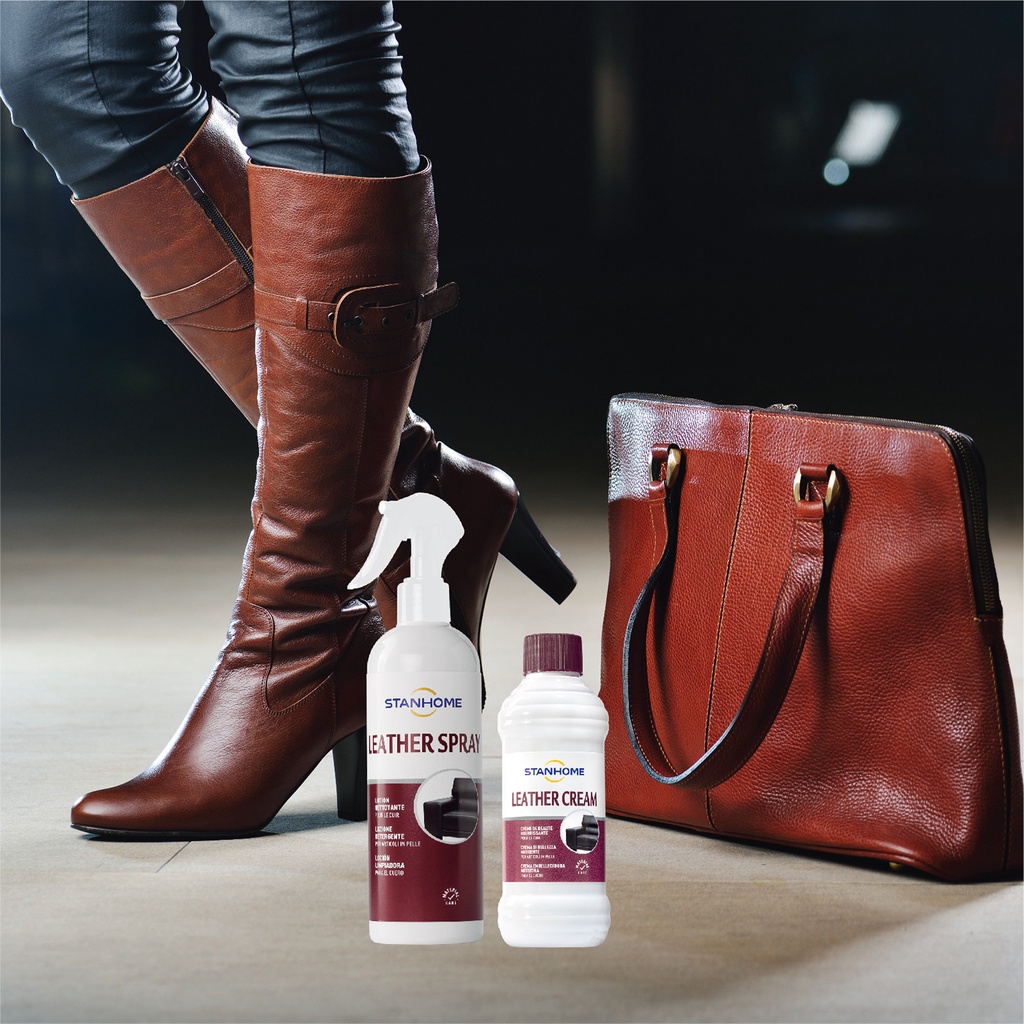 Bộ kem dưỡng làm sạch và bảo vệ đồ da Stanhome leather cream 250ml/chai và leather spray 350ml/chai