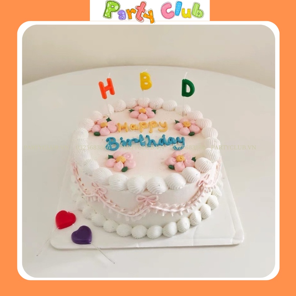 Nến trang trí bánh kem sinh nhật chữ HBD - Happy Birth Day