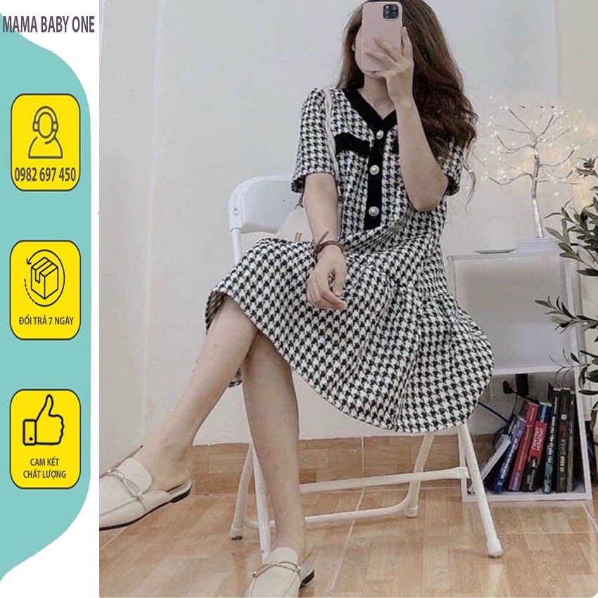 VÁY BẦU KẺ CARO, CỔ TIM ĐUÔI CÁ - ĐẦM BẦU CÔNG SỞ TRẺ TRUNG, SANG CHẢNH ĐI LÀM, CHƠI,DỰ TIÊC....