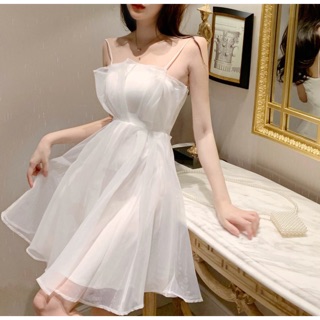 [OD][SALE] Váy Đầm Hai Dây Dự Tiệc Công Chúa Ulzzang Hàn Quốc Màu Trắng/Hồng