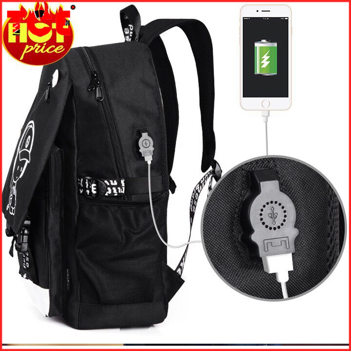 Balo Nam Phát Sáng Có Sạc USB, Khóa Chống Chộm, Chống Nước Balo Đi Học Hot Trend 2019