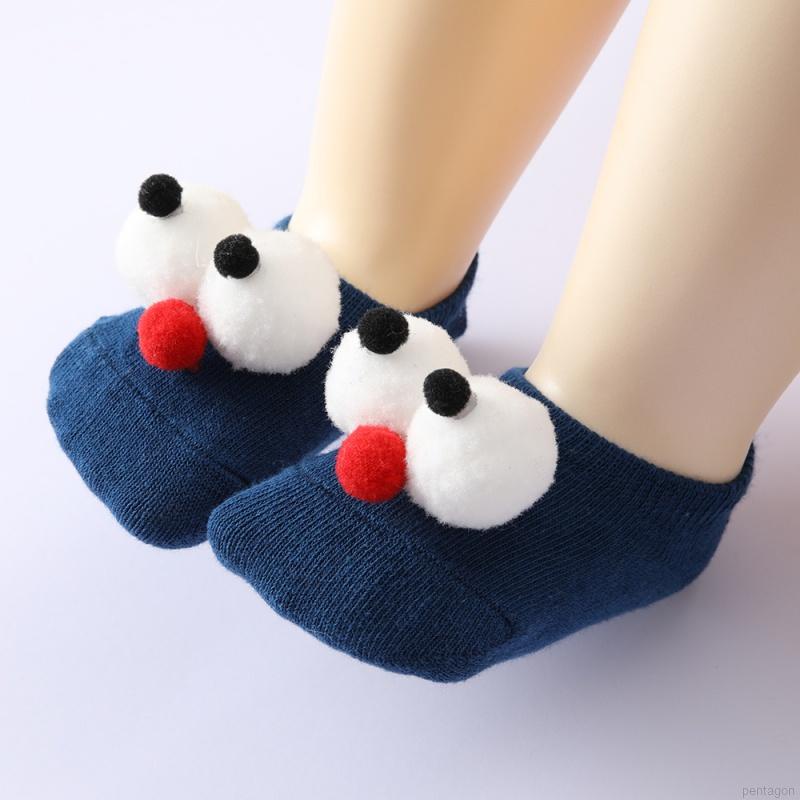 Vớ cotton chống trượt màu trơn in họa tiết hoạt hình dễ thương cho bé sơ sinh