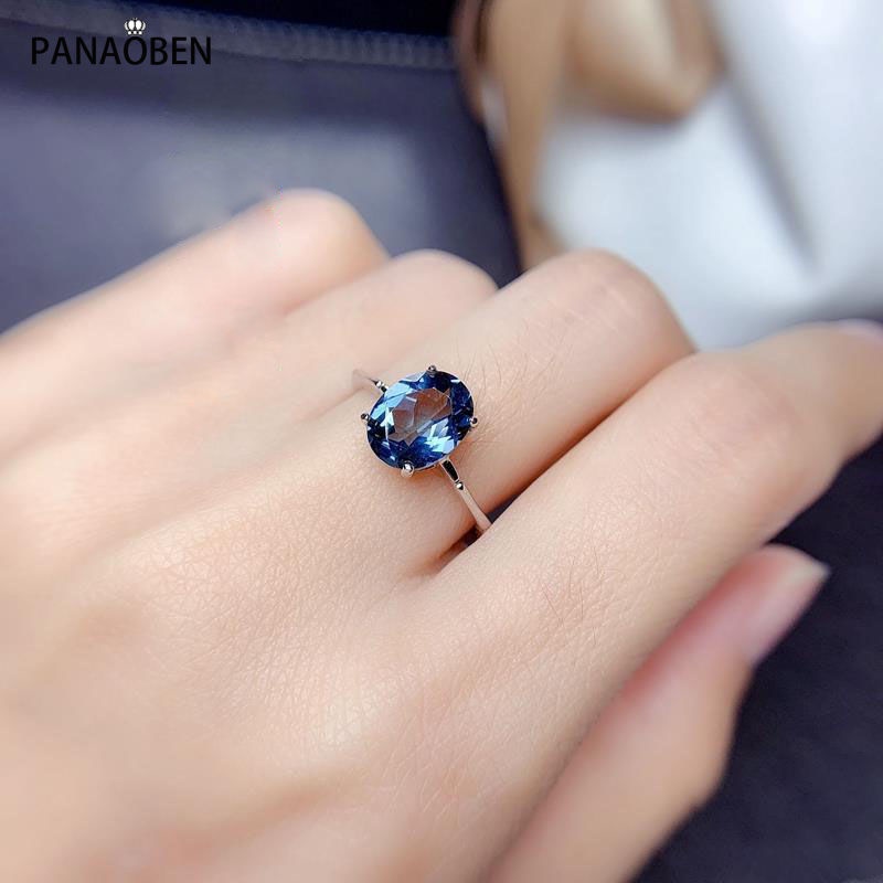 Nhẫn Bạc S925 Đính Đá Topaz Xanh Kiểu Nhật Hàn Thời Trang Cho Nữ