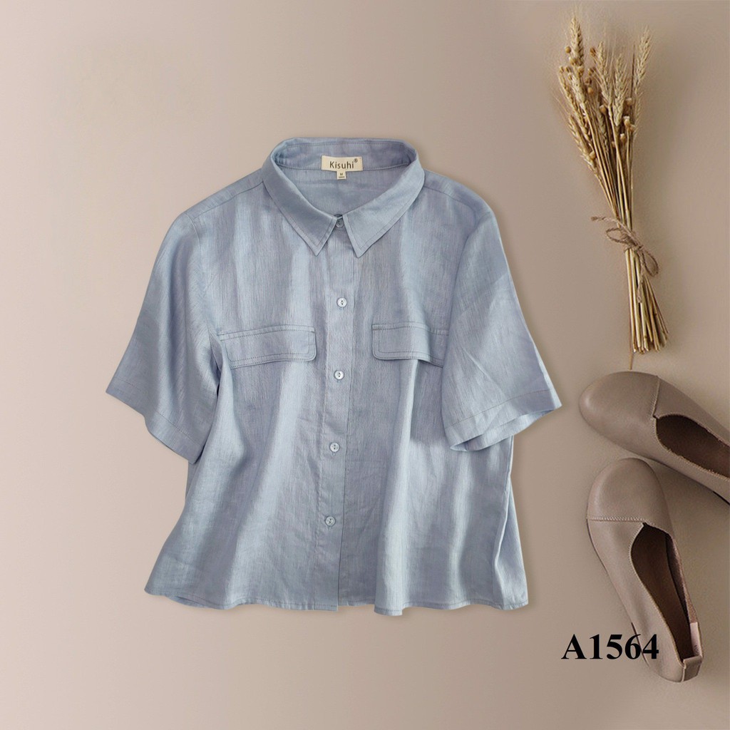 A1564 - ENDA KISUHI Áo Sơ Mi Linen Phối Nắp Túi