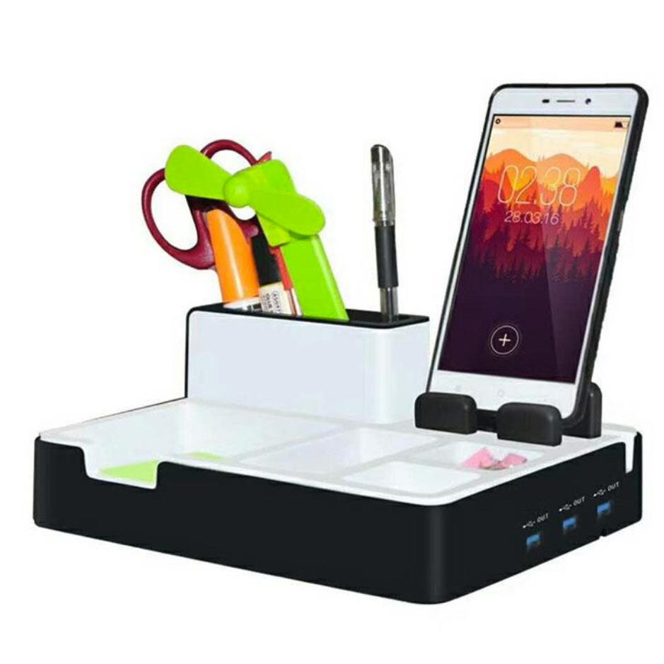 Hộp đựng đồ văn phòng có giá đỡ điện thoại hỗ trợ sạc pin USB SilverCrest - King Of Prussia