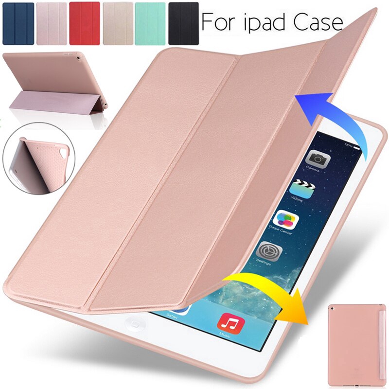 for iPad Air 2 Case leather Soft Silicone Case for iPad 6 Cover 9.7 inch Case For iPad 6 Smart Flip Stand A1566 A1567