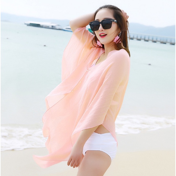 Aó choàng  voan❤️áp mã giảm 5k❤️ chống nắng nhẹ , đi biển,nhiều màu. quyến rũ.che khuyết điểm
