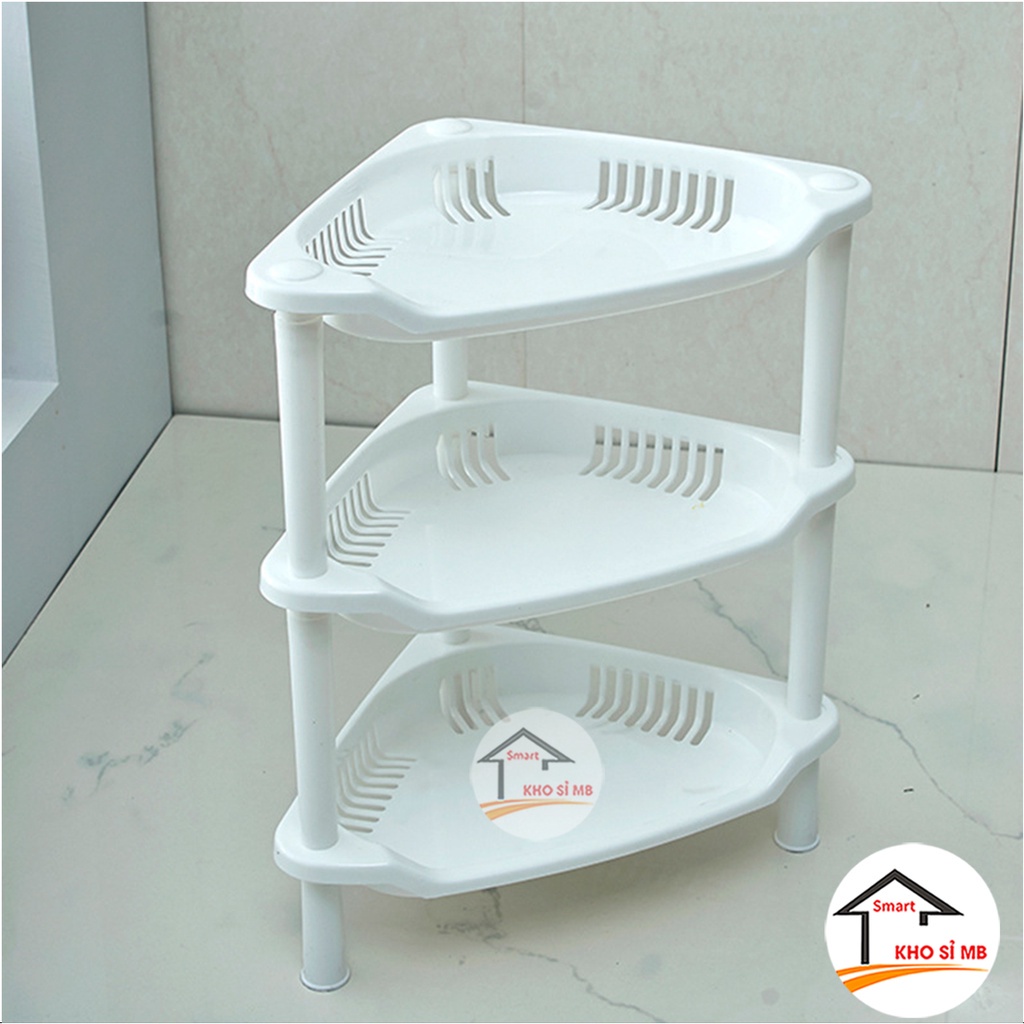 Kệ góc nhà tắm, nhà bếp nhựa Việt Nhật, kệ tam giác góc tường để đồ trang điểm, mỹ phẩm kho sỉ