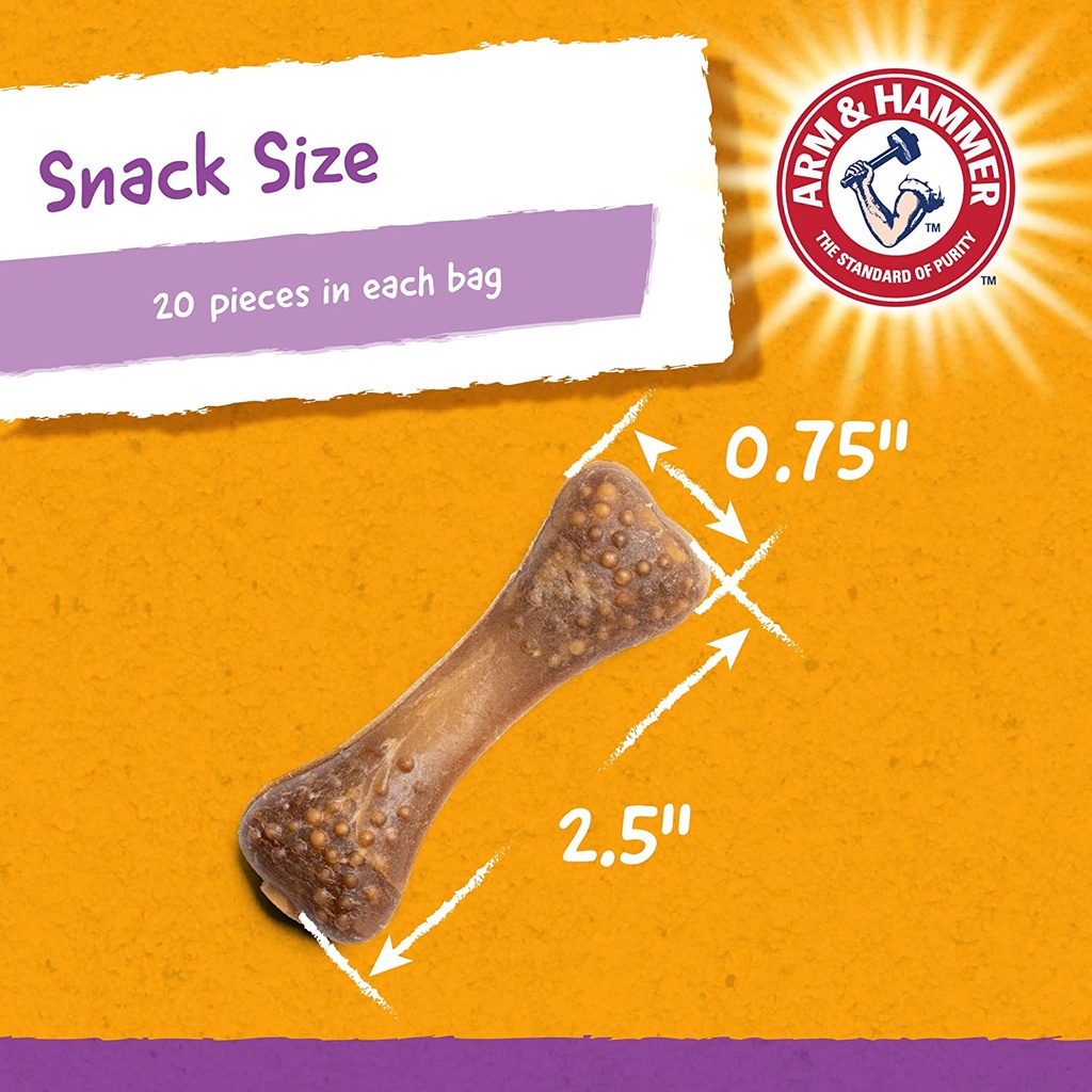 Gói 20 bánh xương vệ sinh răng cún Arm &amp; Hammer for Pets Nubbies for Dogs Dental Treat (Mỹ)