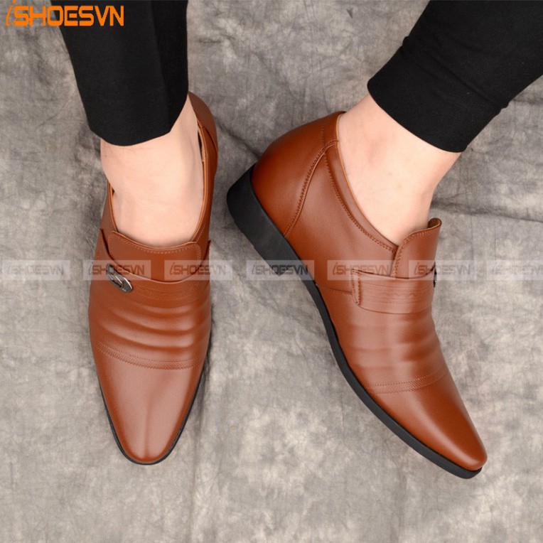 Giày da nam tăng chiều cao ISHOESVN IS249 - Giày lười công sở giày ishoes