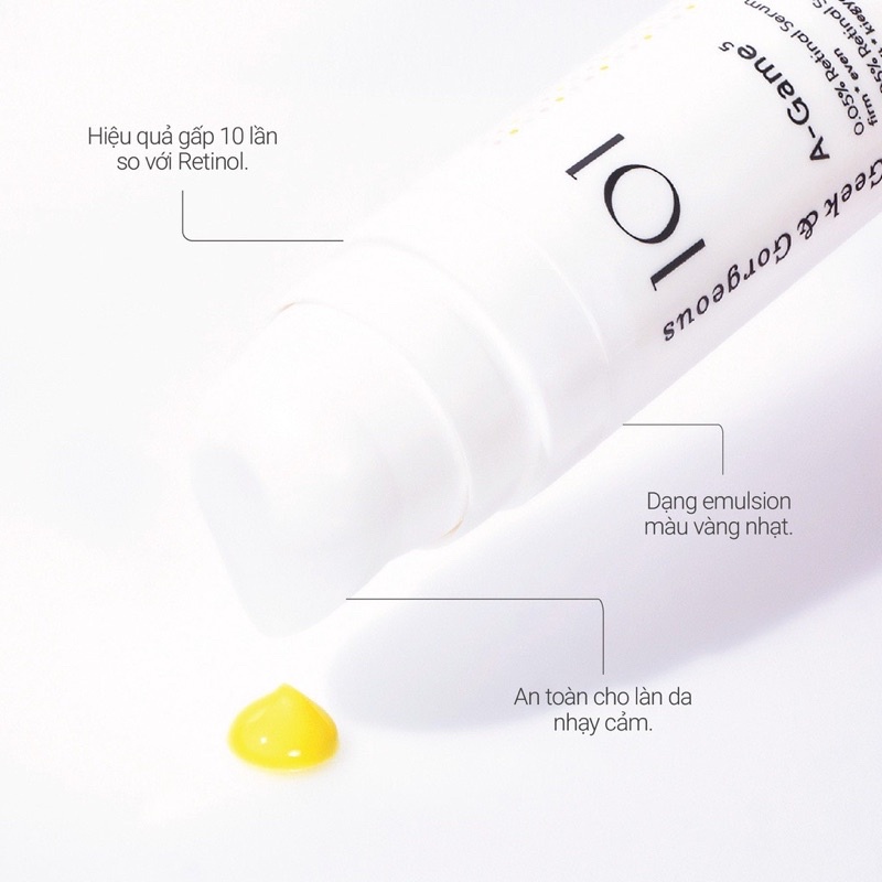 Tinh chất chống lão hóa A-Game 10 với 0.1% Retinal và A- Game 5 vs 0,05% Retinal Geek & Gorgeous