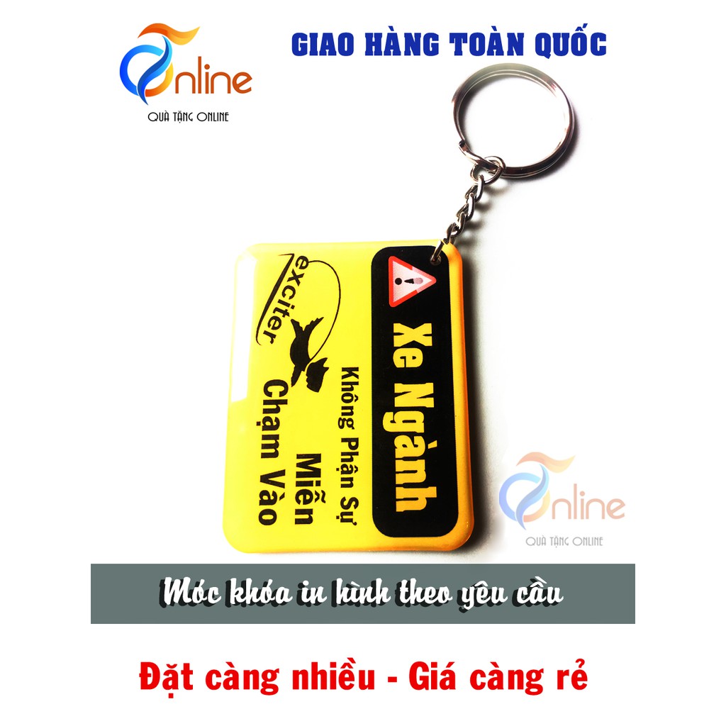 Móc khoá Vàng Xe ngành in 2 mặt chống trầy xước, sáng bóng, chất lượng cao cấp