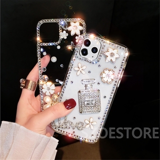 Ốp Điện Thoại Mềm Trong Suốt Họa Tiết Hoa Đính Đá Thời Trang Cho iPhone 11 Pro Max X XS XR XSMax 8 7 6 6s Plus SE 2020