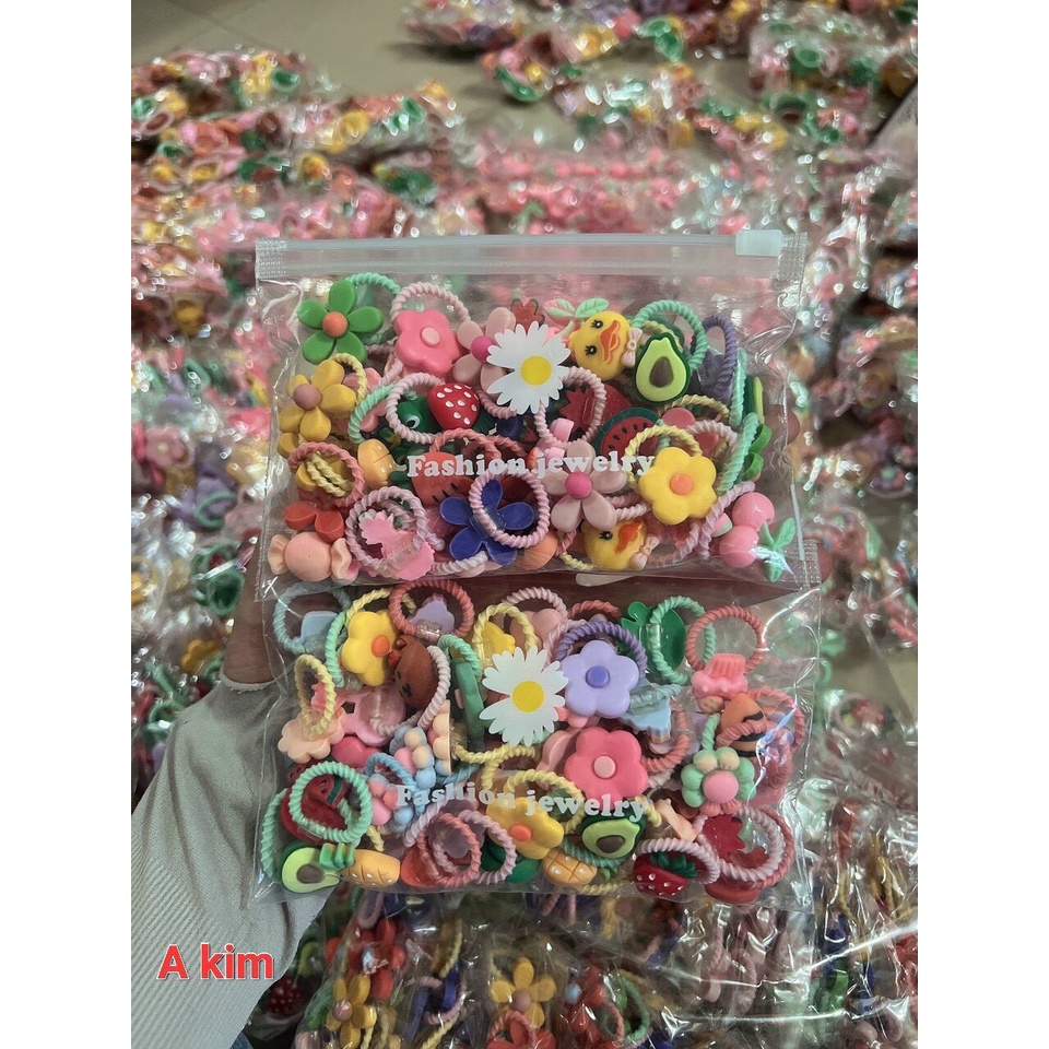 Sét 50 chun tóc nhiều hình ngộ nghĩnh cho bé hàng túi zip