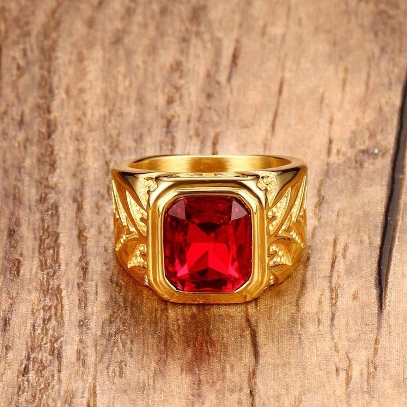 Nhẫn đính đá bằng thép không gỉ phong cách cá tính