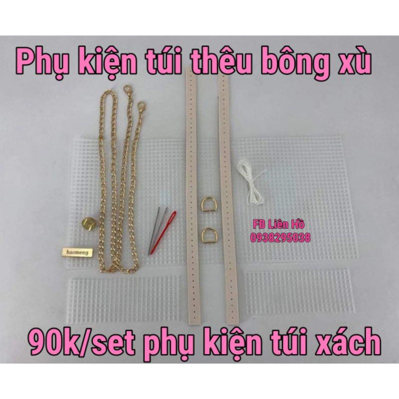 Set túi thêu bông xù