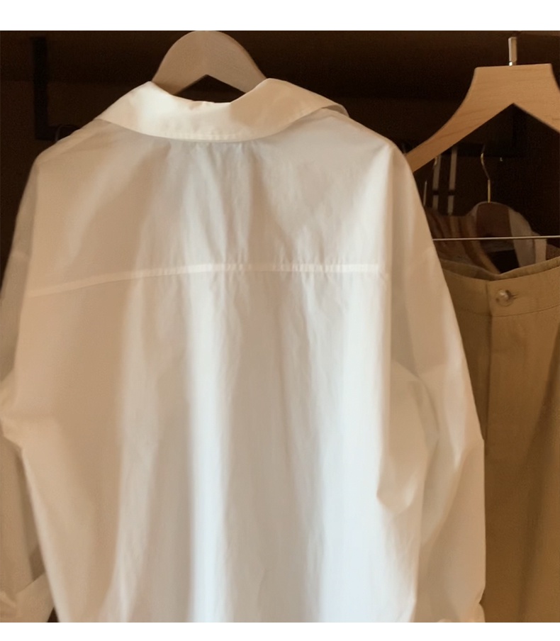 55626 Áo Sơ Mi Trắng Cơ Bản Đơn Giản Cotton Nguyên Chất