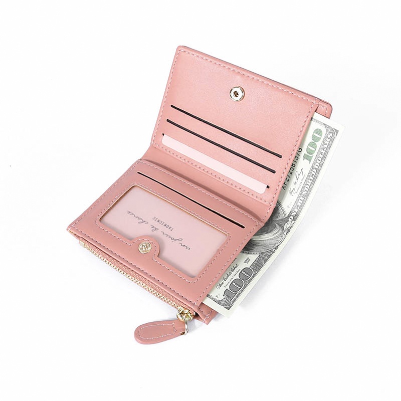 Ví ngắn PIERRE LOUES đựng thẻ/ tiền xu có khóa kéo họa tiết vân da thời trang cho nữ