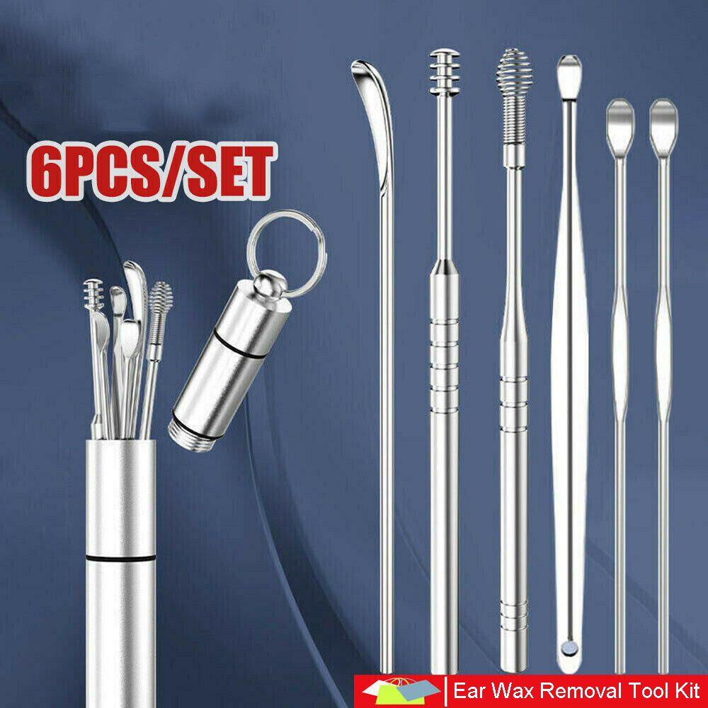 Set 6 Dụng Cụ Lấy Ráy Tai Bằng Thép Không Gỉ Thiết Kế Mới Tiện Lợi Dễ Sử Dụng