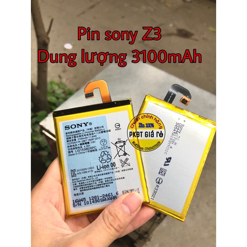 Pin xịn dành cho Sony Xperia Z3,dung lượng 3100mAh.Bảo hành 12 tháng