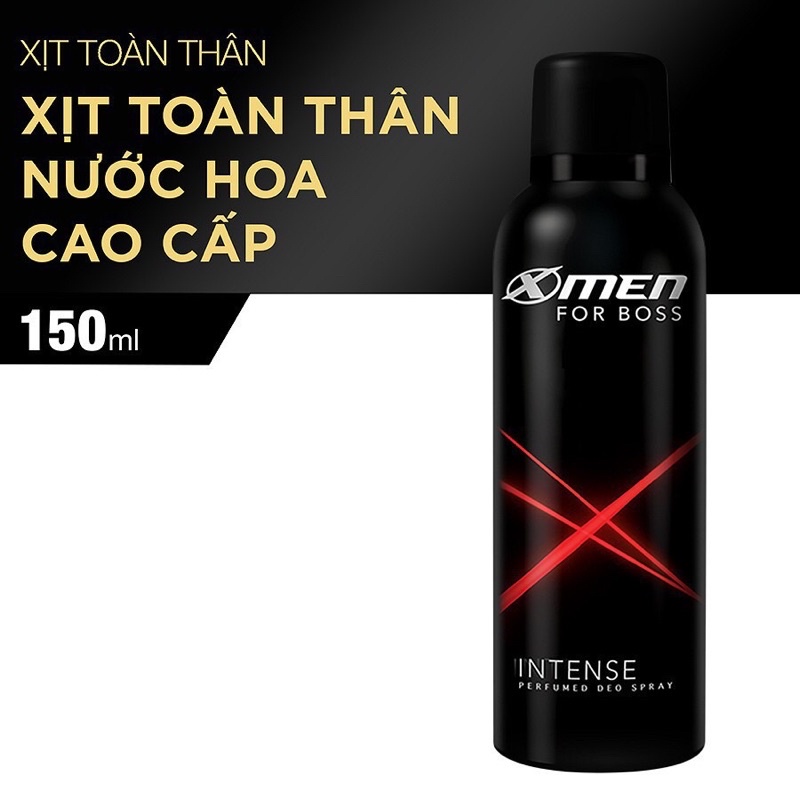 Xịt khử mùi XMEN FOR BOSS hương Intense, motion, luxury chai 150ML