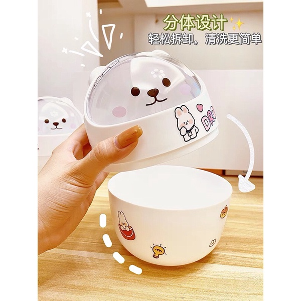 [Tặng kèm sticker] Thùng rác mini FREESHIP Thùng rác mini để bàn -nhựa hình gấu xinh xắn có nắp để bàn đa năng QC802