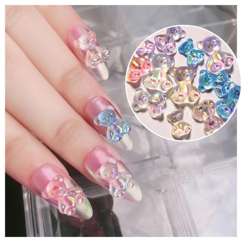 set 6 charm gấu đính móng