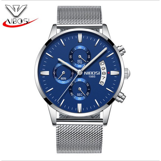 Đồng hồ nam 6 kim dây lưới thép không gỉ Nibosi 1985 (fullbox, 4 màu) | BigBuy360 - bigbuy360.vn