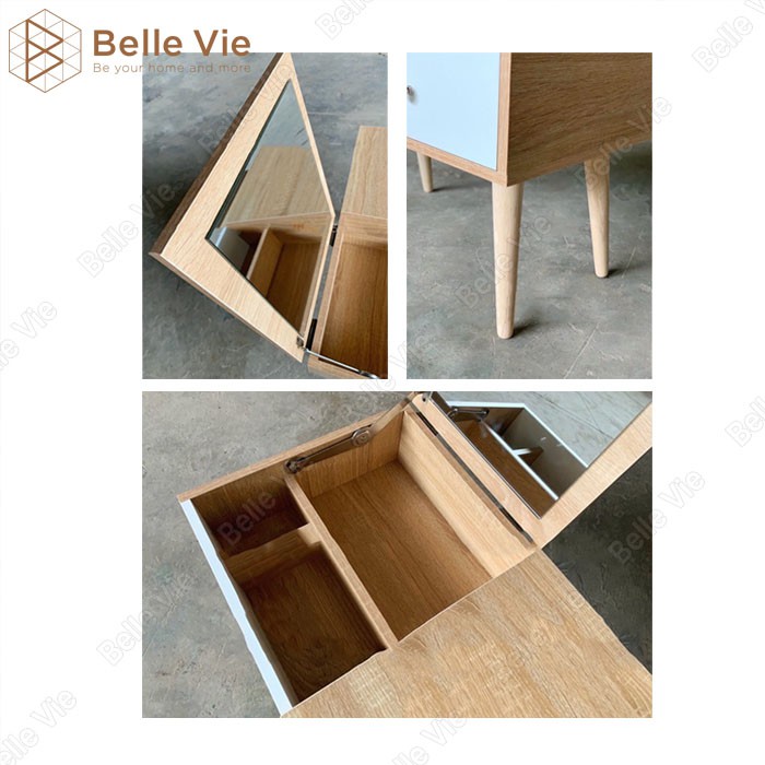 Bàn Trang Điểm BELLEVIE Bàn Phán Ngồi Bệt Gỗ MDF Cao Cấp Gương Gấp Gọn Tiện Lợi